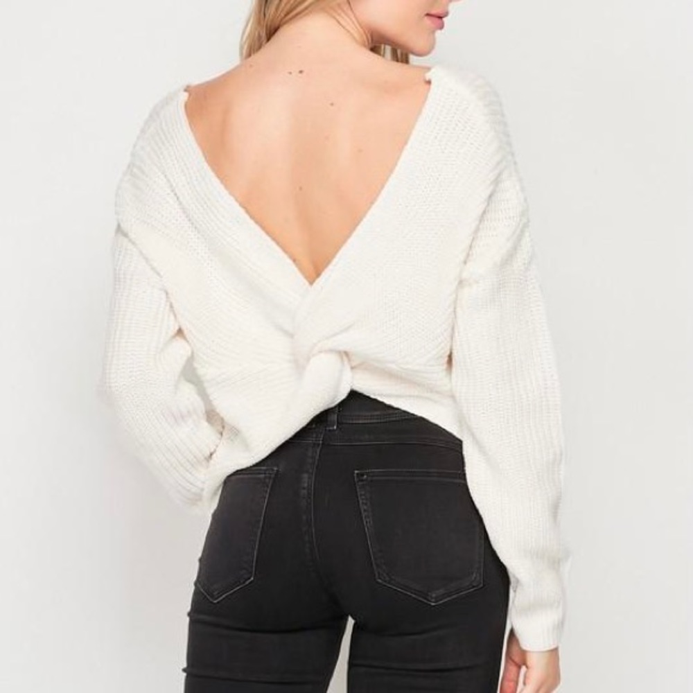 Gorgeous Back Twist Knot Sweater